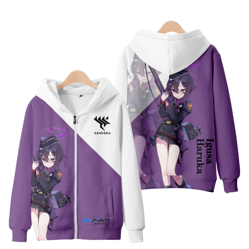 ใหม่เกาหลีอะนิเมะเกม Blue Archive Shiromi Iori/Asagi Mutsuki ซิป Hoodie แฟชั่นผู้ชายผู้หญิงหลวม 3D พ
