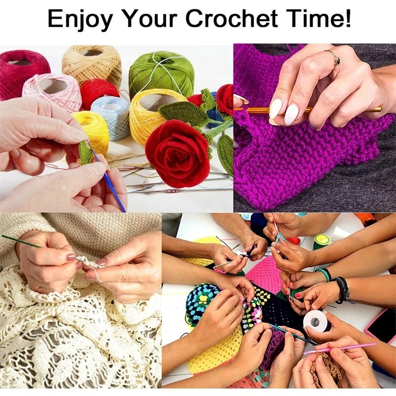 ชุดเข็มถักโครเชต์ 58 ชิ้น/ชุด DIY ไหมพรมถัก แบบพกพา กระเป๋า สําหรับผู้เริ่มต้น พร้อมอุปกรณ์เสริมสำหรับงานเย็บปักถักร้อย