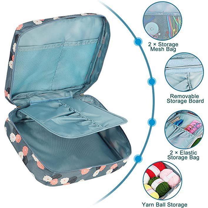 ชุดเข็มถักโครเชต์ 58 ชิ้น/ชุด DIY ไหมพรมถัก แบบพกพา กระเป๋า สําหรับผู้เริ่มต้น พร้อมอุปกรณ์เสริมสำหรับงานเย็บปักถักร้อย