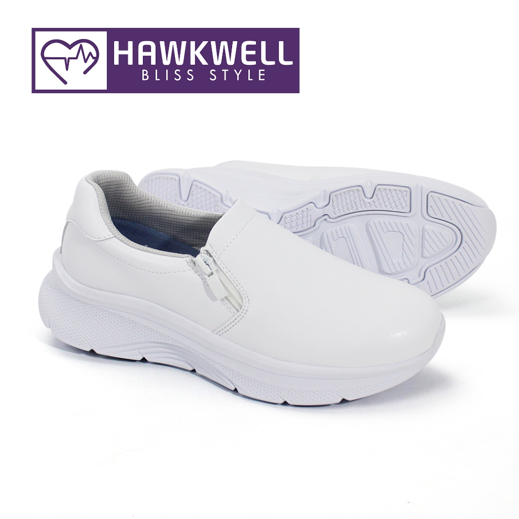 Hawkwell ผู้หญิง Slip On Arch สนับสนุนรองเท้าพยาบาลสบายลื่นรองเท้าทํางานน้ําหนักเบามีซิป - Caliva/6932