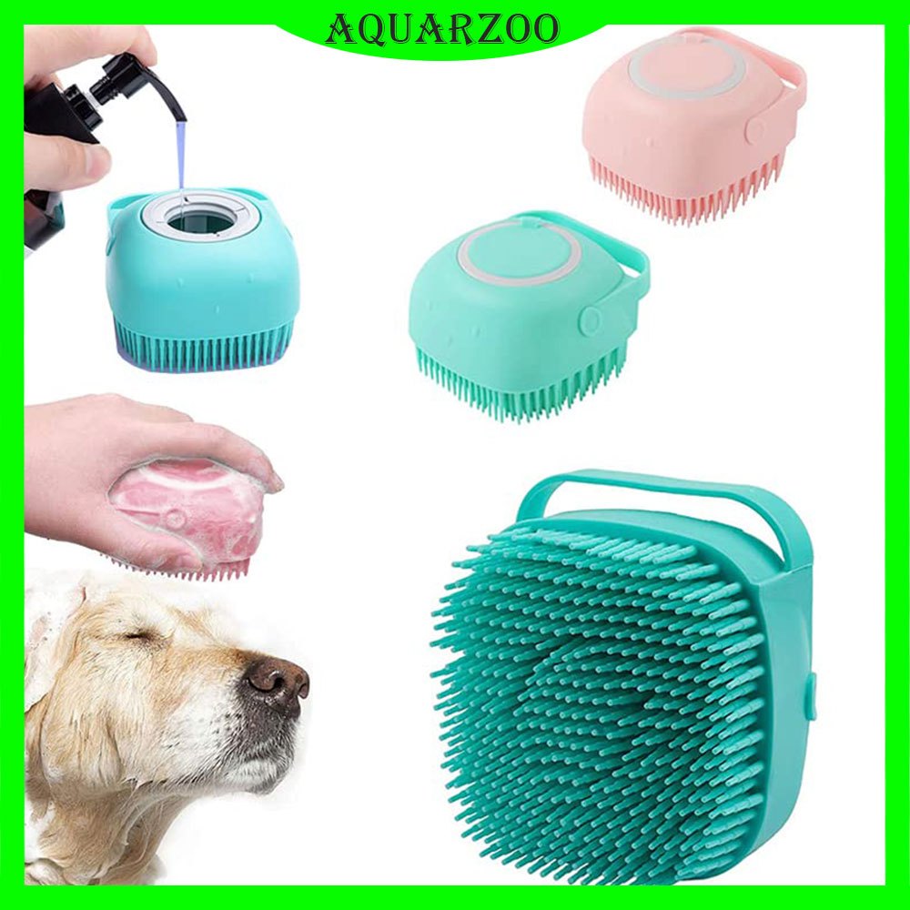 Aquarzoo แปรงอาบน้ําสัตว์เลี้ยง Scrubber ซิลิโคนอ่อนนุ่ม Pet Shower Grooming แชมพูนวดสําหรับสุนัขขนยาวสั้นและแมว