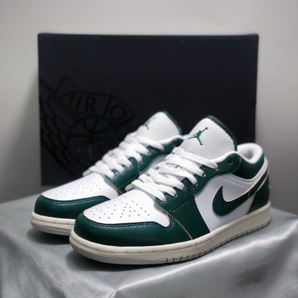 Air A/J 1 Low Oxidized Green 复古绿 FQ7687-300 ผู้ชายและผู้หญิงกีฬา休闲鞋
