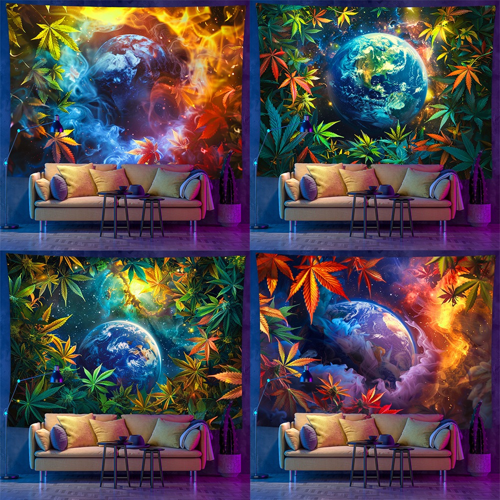 Magic Earth tapestry เรืองแสงตกแต่งผนังตกแต่งห้องนั่งเล่นห้องนอน Nordic ins แขวนผ้า art แขวนผนังตกแต่ง