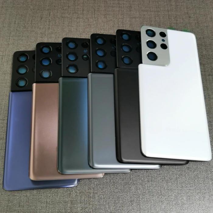 สําหรับ Samsung Galaxy S21 Ultra G998 G998B G998U G998W G998N ฝาหลังแบตเตอรี่แก้วด้านหลังฝาครอบเปลี่