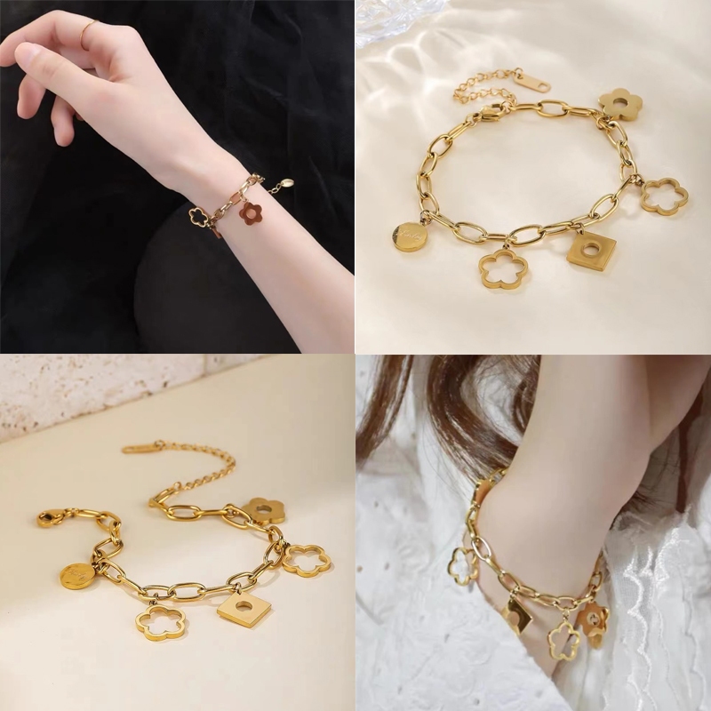 สร้อยข้อมือขายร้อนชั้นวางที่เรียบง่ายและหลากหลายอินเทรนด์สร้อยข้อมือผู้ชายและผู้หญิงอารมณ์ที่เรียบง่ายและหลากหลายและเหล็กไทเทเนียมที่ส