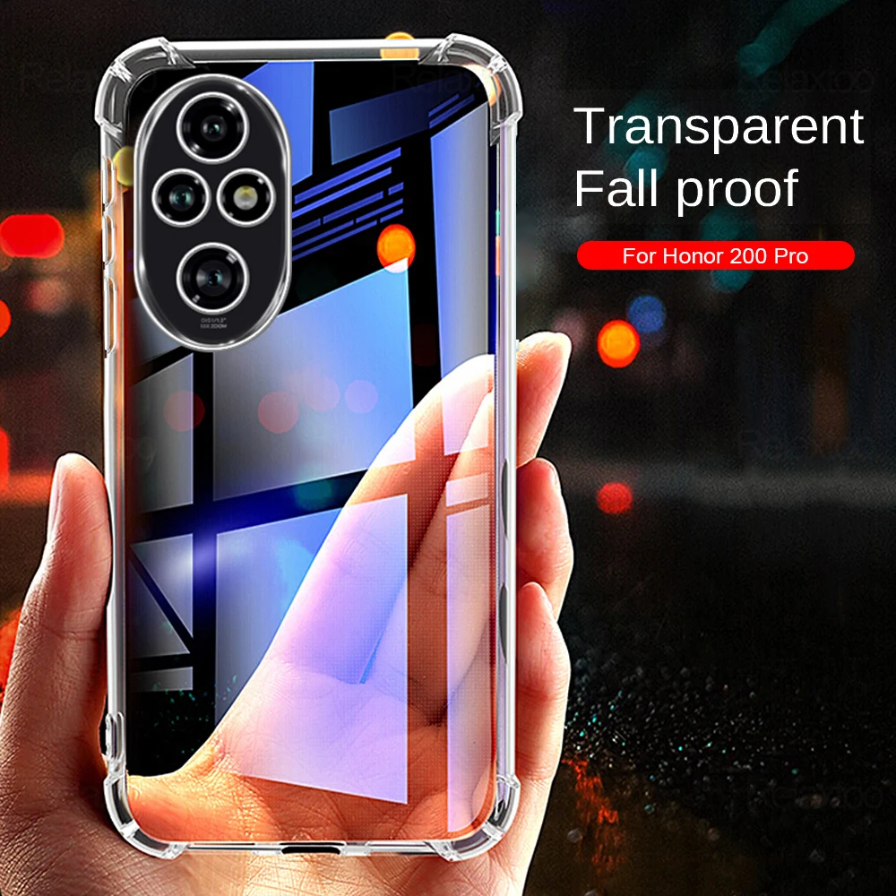 โปร่งใส Anti-Fall สําหรับ Honor 200 Pro กรณีคริสตัลใสกรณี Honor 200 Honer Honor Honor 200 Pro 2024 ก