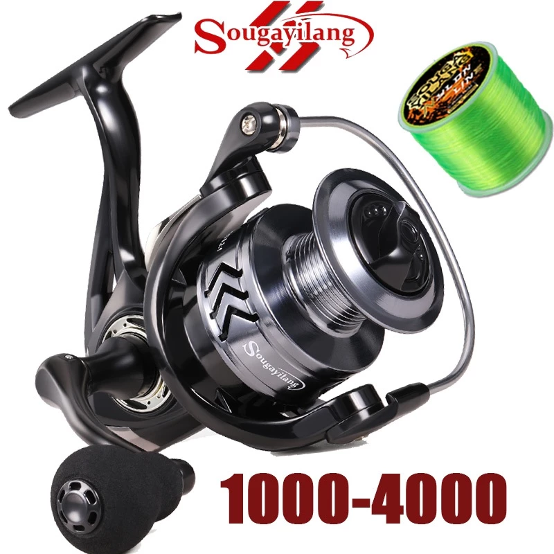 Sougayilang รอกตกปลาโลหะ 1000-6000 Spinning Fishing Reel 5.2:1 อัตราทดเกียร์ลากสูงสุด 8KG สําหรับตกปลาน้ําจืด/น้ําเค็ม