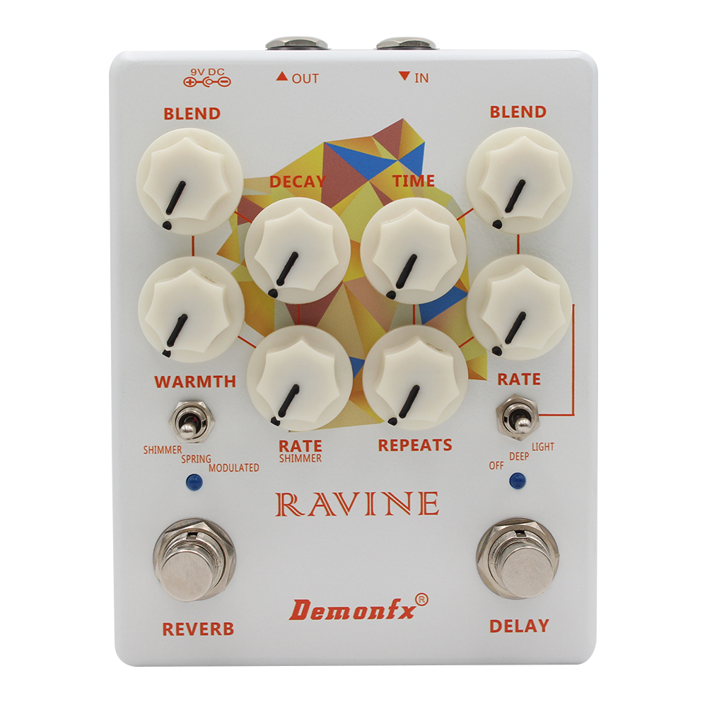 Demonfx New RAVINE Guitar Effect Pedal,Reverb ,Delay Pedal และ True Bypass