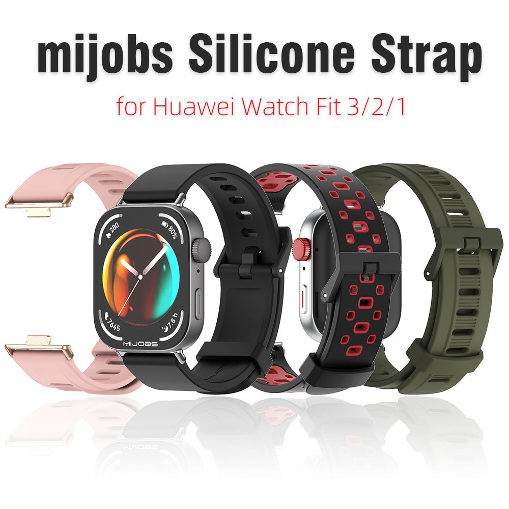 Mijobs สายกันน้ําสําหรับ for Huawei Watch Fit 4 / Fit 3 / Fit 4 Pro ผู้ชายผู้หญิงสร้อยข้อมือซิลิโคนสําหรับ HUAWEI WATCH FIT 3 TPU Watchband เปลี่ยนอุปกรณ์เสริมสายรัดข้อมือ