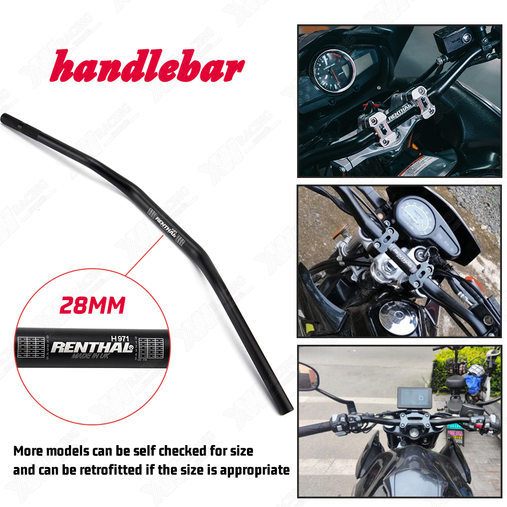 XW RACING Renthal แฮนด์บาร์ อลูมินัม อัลลอย สีดำ สำหรับรถมอเตอร์ไซค์ มือจับ อ้วน 1 1/8" 28 มม งานแข็