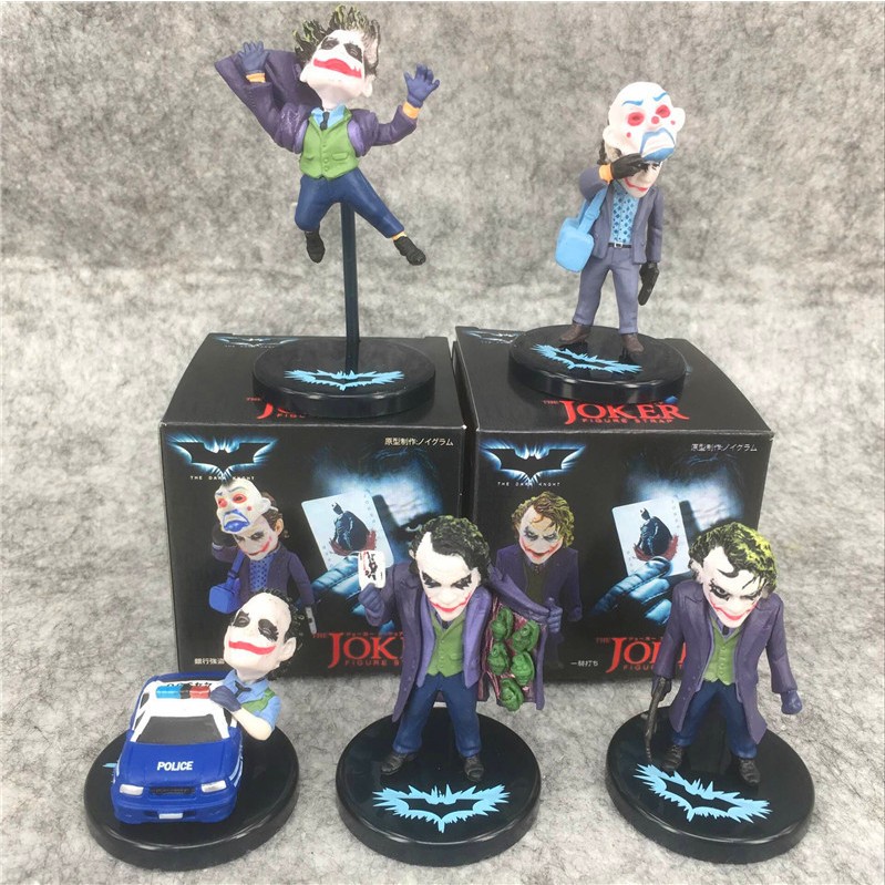 5 ชิ้น/เซ็ต 6 ซม. Batman: Dark Knight Gotham City Joker Mr.J Pudding Heath Ledger รุ่น Q PVC ตัวเลขการกระทําตุ๊กตาของเล่น