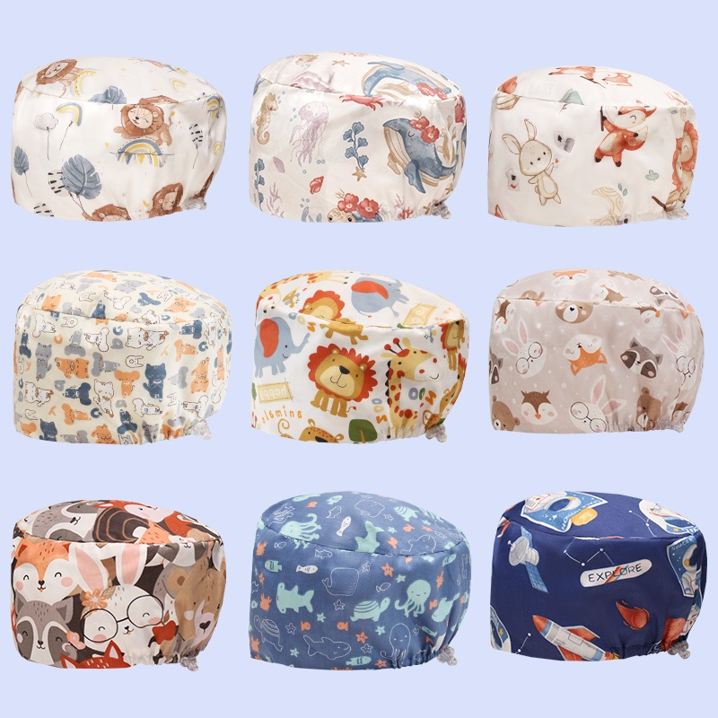 Unisex หมวกขัดสําหรับผมยาวทนทานผ่าตัดหมวกสบายหมวกทางการแพทย์หมวกคลินิกผ้าฝ้าย Breathable นุ่มเพื่อสุขภาพ Veterinary Pediatric Dentist หมวก