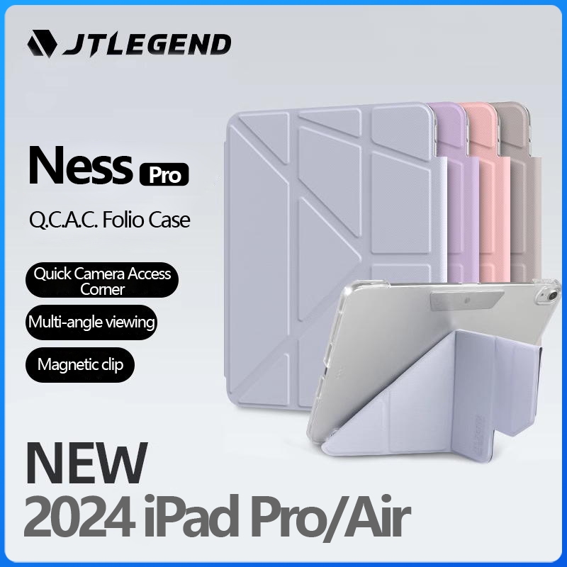 JTLEGEND Ness Pro QCAC Folio S Case 2024 สำหรับ iPad Pro 11 "/13" M4 สำหรับ iPad Air 11 "/13" M2 พร้