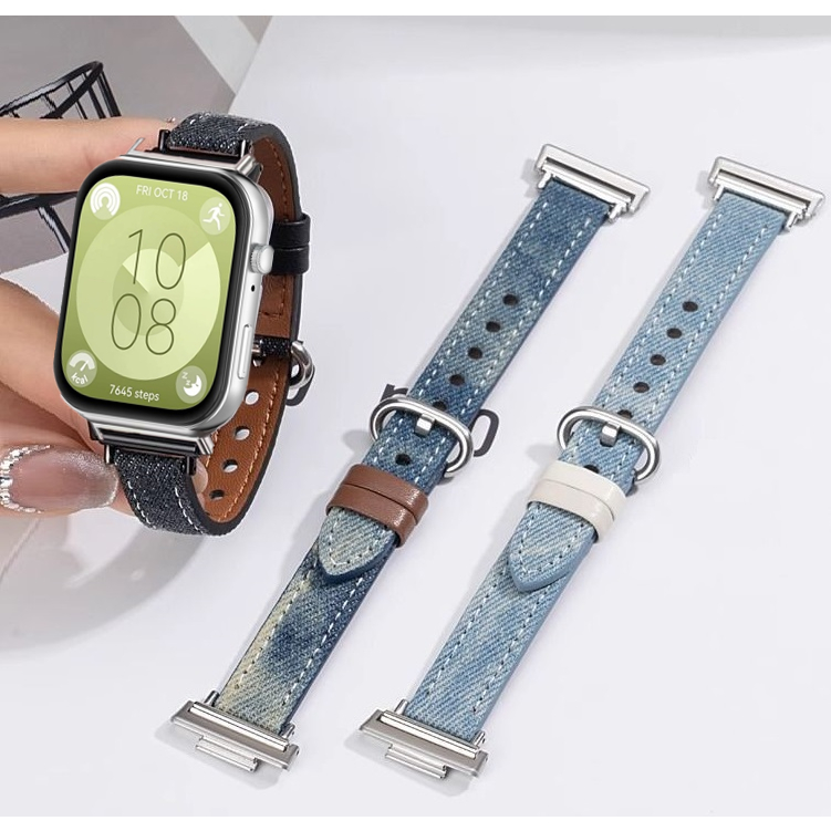 Denim Watch Strap for Huawei watch Fit 4 สาย Huawei watch Fit 4 Pro สายนาฬิกา Huawei Watch Fit 3 Str