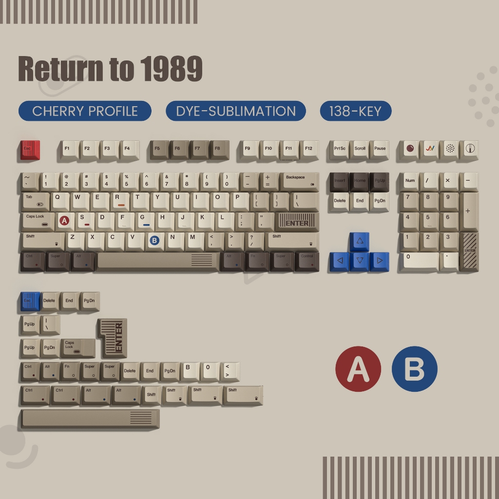 Voier 134 คีย์ Retro 1989 เกมธีม PBT Keycap Dye-Sub Cherry Profile Key Caps สําหรับ 61/87/104 Cherry MX Switches Gamer คีย์บอร์ด
