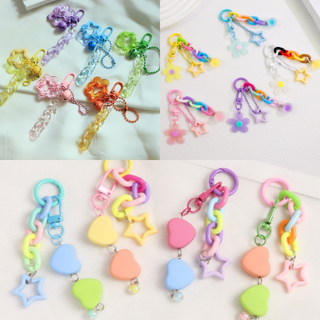 ของสะสม งานอดิเรก ดอกไม้ สีแคนดี้ และดาว พวงกุญแจ ตกแต่ง จี้ พวงกุญแจรถ เชือกเส้นเล็ก กระเป๋าถือ เครื่องประดับ น่ารัก ของขวัญ เด็กผู้หญิง