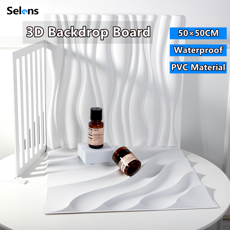 Wenzi 50*50 ซม.ฉากหลัง 3D พื้นหลัง PVC กันน้ําการถ่ายภาพ Props สําหรับเครื่องสําอางเครื่องประดับผลิตภัณฑ์อาหาร