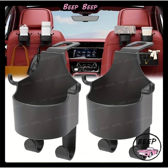 Car Seat Headrest Hook Hanger Storage Organizer Universal พร้อมที่วางแก้วสําหรับกระเป๋าถือ Fit Universal Vehicle Car Accessories