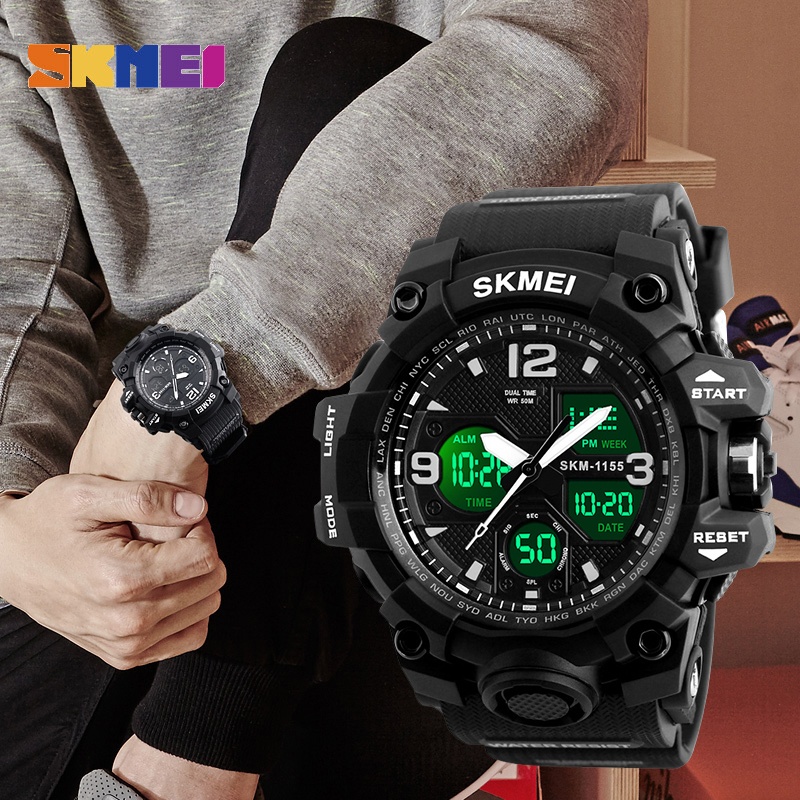 SKMEI นาฬิกาข้อมือ สไตล์สปอร์ต กันน้ำ 50 เมตร หลากหลายสี สำหรับผู้ชาย