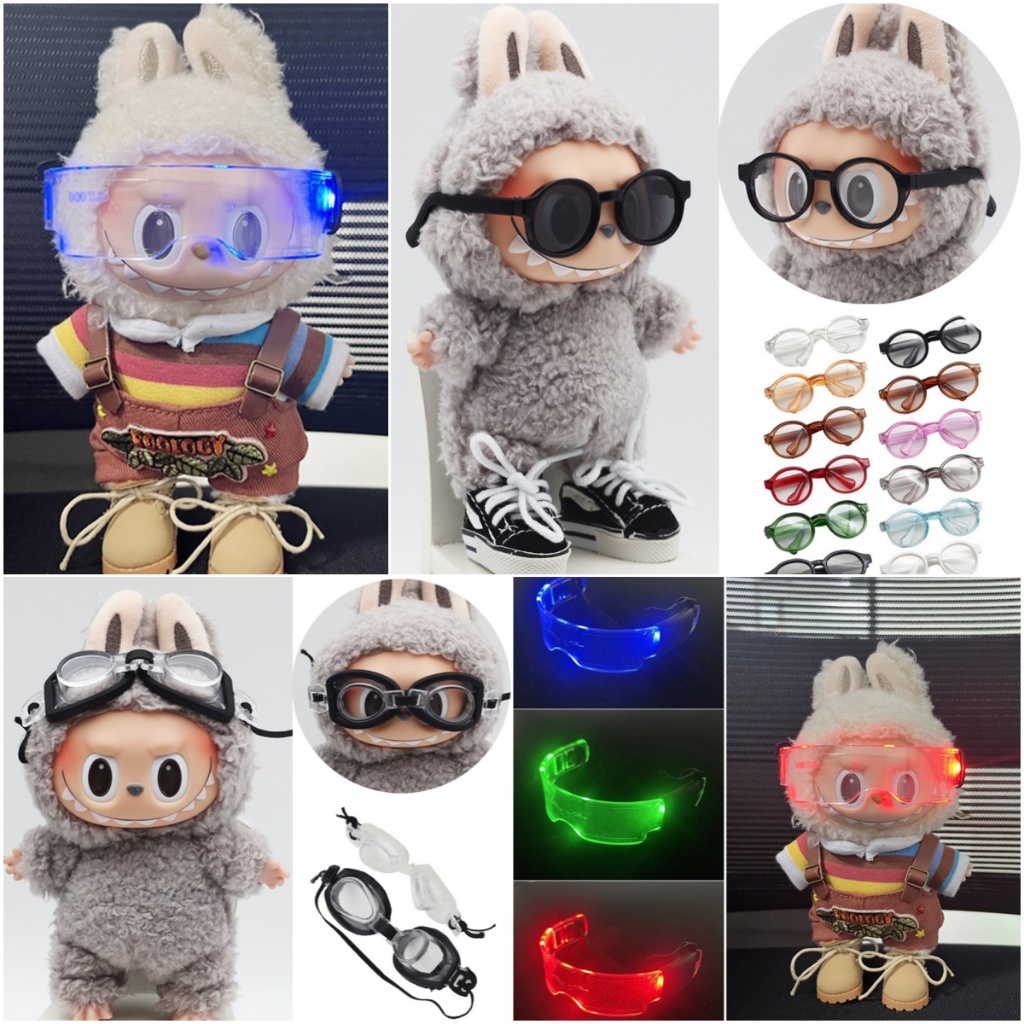 ตุ๊กตาผ้าฝ้าย แว่นตาตุ๊กตา แว่นตา Labubu BJD แว่นกันแดด ของเล่น ตกแต่งภาพ เสาน่ารัก ทรงกลม เด็กผู้หญิง อุปกรณ์เสริมมินิ