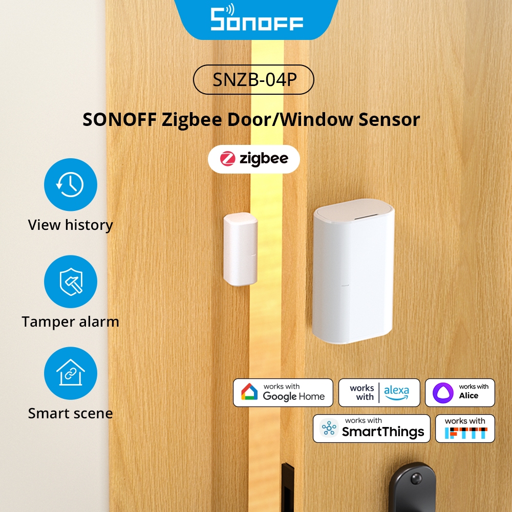 Sonoff SNZB-04P Zigbee เซ็นเซอร์ประตูหน้าต่างท้องถิ่นสมาร์ทฉากเชื่อมโยง Tamper Alert Home Security ผ่าน eWeLink APP สมาร์ทฉากทํางานร่วมกับ Alexa Google Home Smartthings