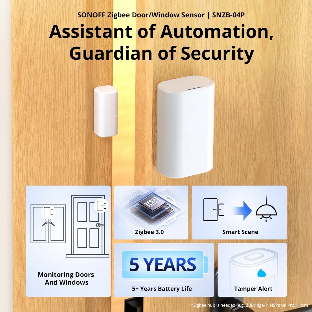 Sonoff SNZB-04P Zigbee เซ็นเซอร์ประตูหน้าต่าง Home Security Alarm Sensor Linkage Tamper Alert ท้องถิ่นสมาร์ทฉากผ่าน eWeLink Alexa Google Home Smartthings