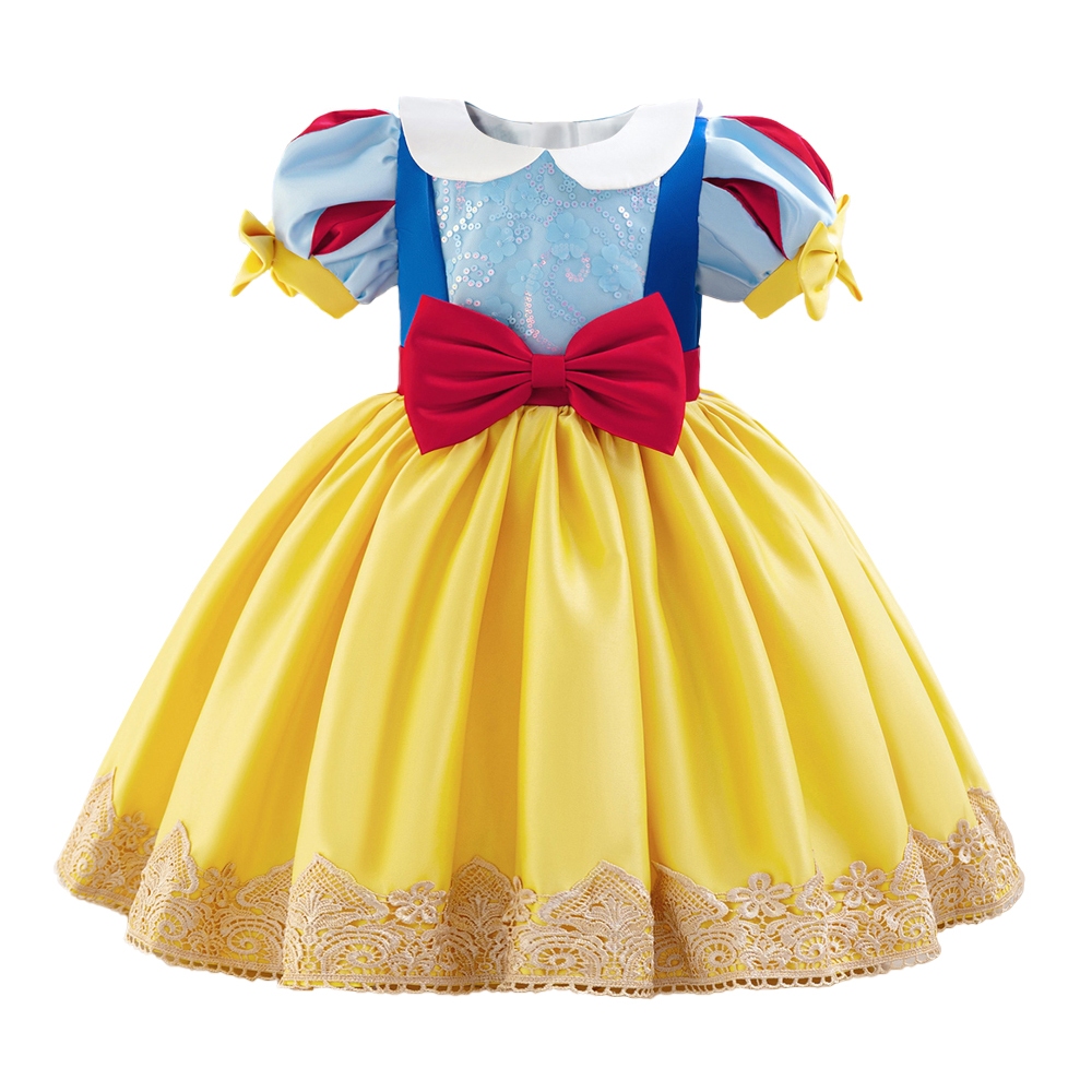 Mqatz สีเหลืองคอสเพลย์เด็กสาวชุดวันเกิดเสื้อผ้าสาวเด็กเครื่องแต่งกายแขนสั้นเจ้าหญิงพรรคชุดดําเนินการ 0-4 ปี บล BL048XZ - รูปที่ 2