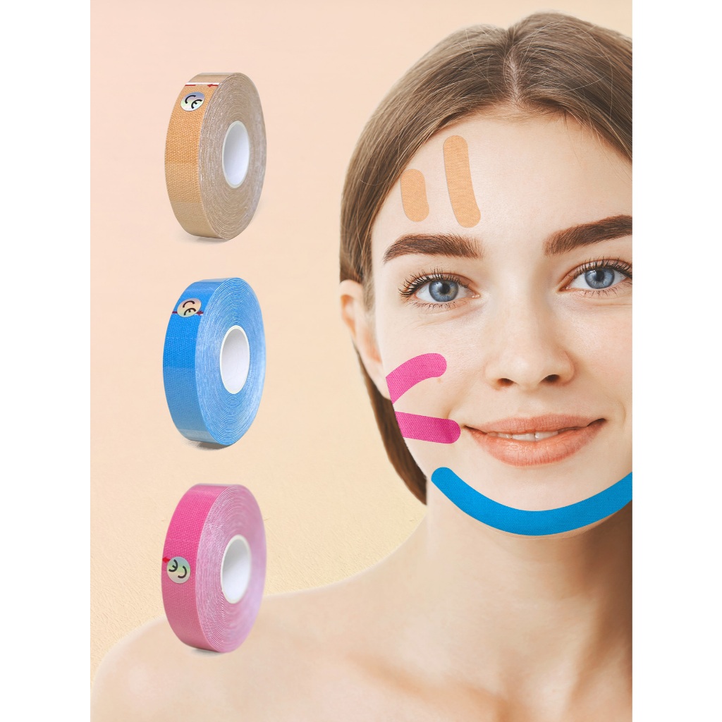Facial Myofascial Lift Tape - 1 ชิ้น (1.5 ซม. x 5 ม.) แผ่นแปะต่อต้านริ้วรอยคอเทปสําหรับผิวกระชับและกระชับผิว