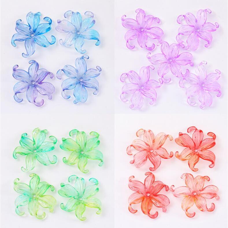 10ชิ้น/แพ็คขนาดใหญ่โปร่งใสไล่โทนสีสองสีอะคริลิไอริสกลีบมหาสมุทรดอกไม้ดอกแดฟโฟดิลเสน่ห์หลวมลูกปัดสําหรับ ทําเอง ทําด้วยมือลูกปัดดอกไม้ออกแบบประมาณ42x44มิลลิเมตร ย1867
