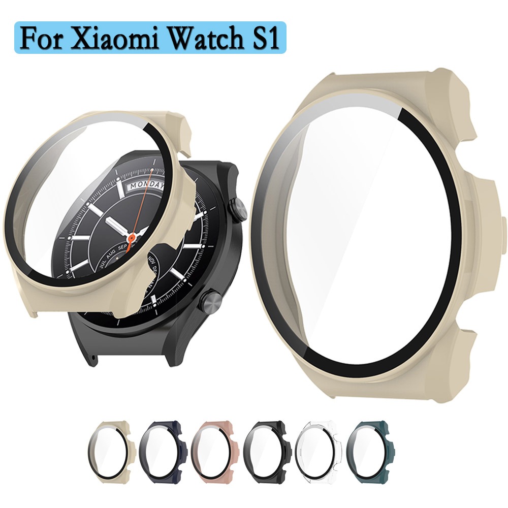 เคสนาฬิกาสําหรับ Xiaomi Watch S1 PC Hard Cover พร้อมกระจกนิรภัยคุณภาพสูง 2 In 1 Watch Shell Screen Protector