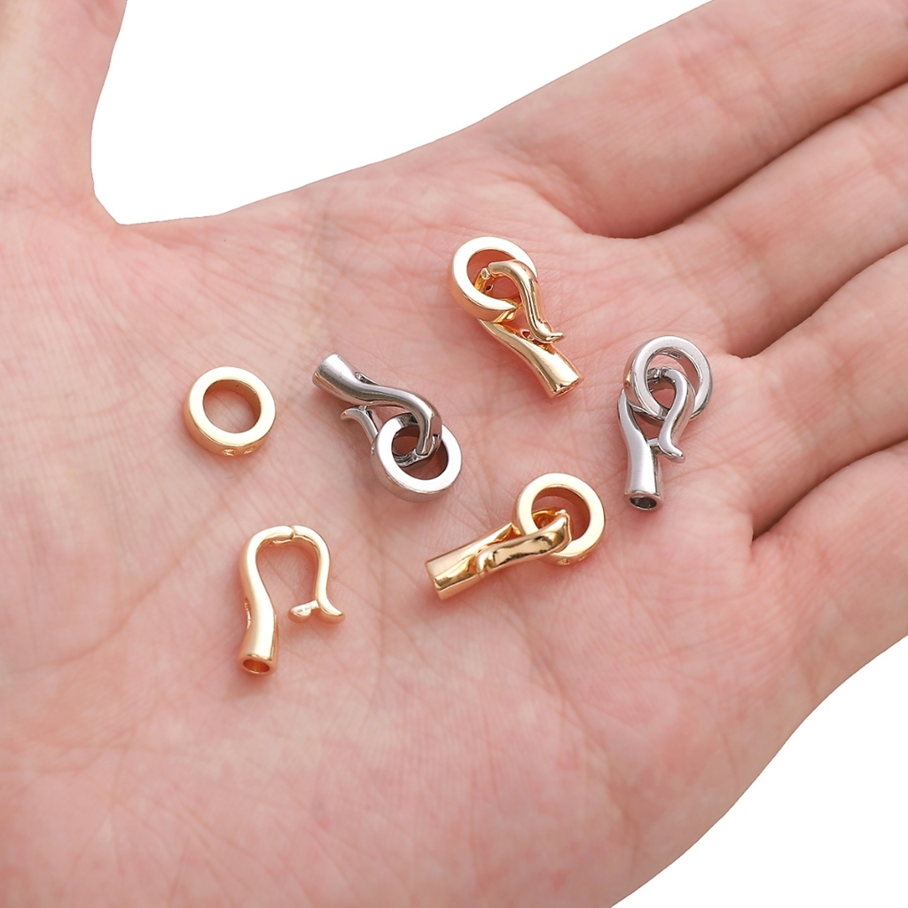 แหวนตะขอปลาหัวเข็มขัดมุกเครื่องประดับ Finishing Buckle Snap Buckle Gold-Plated Silver-Plated อุปกรณ์เสริม DIY Handmade 1 ชิ้น