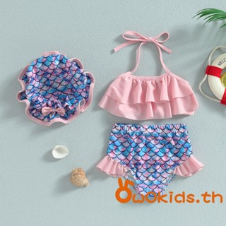 【ส่งจากไทย】​0-4Y Kid Girl บิกินี่ชุดว่ายน้ําแขนกุดแขวนคอเสื้…