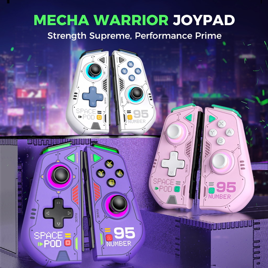 Iine Mecha Warrior Joypad สําหรับ Nintendo Switch V1/V2/OLED พร้อม Hall Effect จอยสติ๊กและแหวนโลหะอัตราการรีเฟรชสูง Turbo Macro ฟังก์ชั่นหกแกน Motion Sensor RGB Light - รูปที่ 2