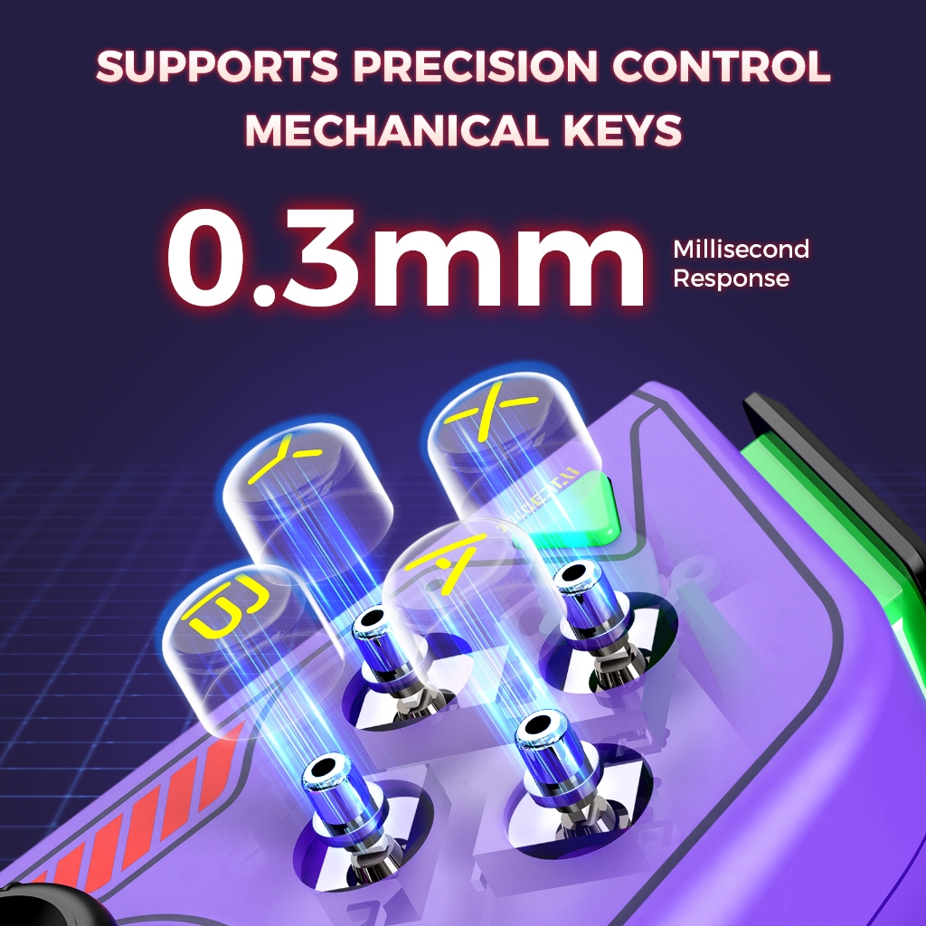Iine Mecha Warrior Joypad สําหรับ Nintendo Switch V1/V2/OLED พร้อม Hall Effect จอยสติ๊กและแหวนโลหะอัตราการรีเฟรชสูง Turbo Macro ฟังก์ชั่นหกแกน Motion Sensor RGB Light - รูปที่ 4