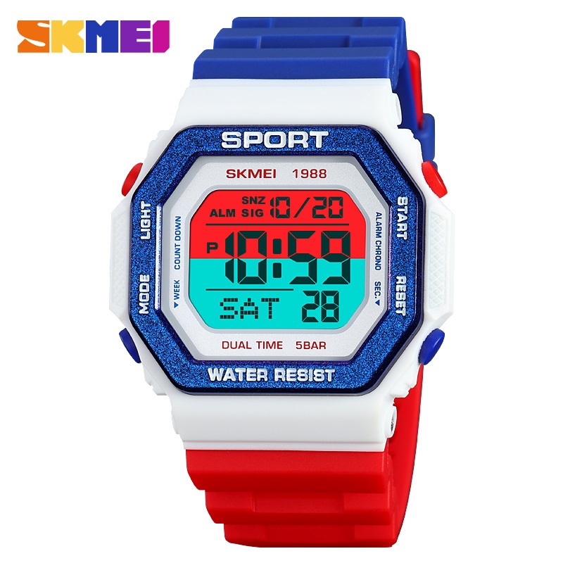 Skmei Sports Square Screen Multifunction LED Digital 50m นาฬิกากันน ้ ํา