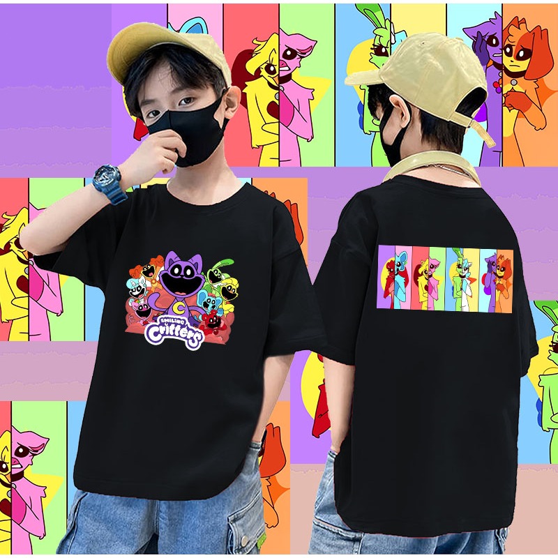 แขนสั้นสำหรับเด็ก พิมพ์ลาย catnap Poppy Playtime catnap Smiling Critters Cotton 100% ใส่ได้ ทั้ง ชาย ใส่สบาย ไม่หด ไม่ย้ cp10