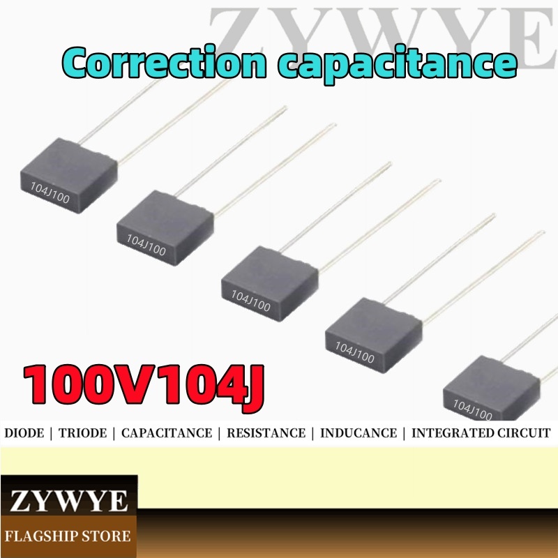 50pcs Correction Capacitor 100V 104J In-Line สีเทาตัวเก็บประจุ 104J 100V 100V104J 0.1 UF 100NF ตัวเก