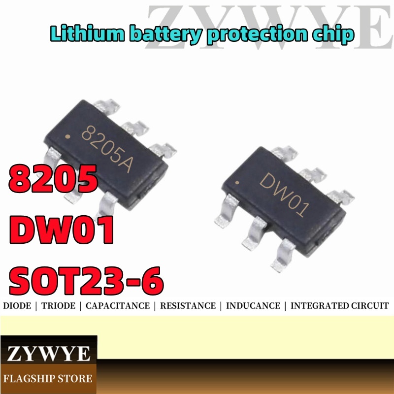ชิป 8205HA 8205L DW01 ชิปป้องกันแบตเตอรี่ลิเธียม SOT23-6 6 Pins