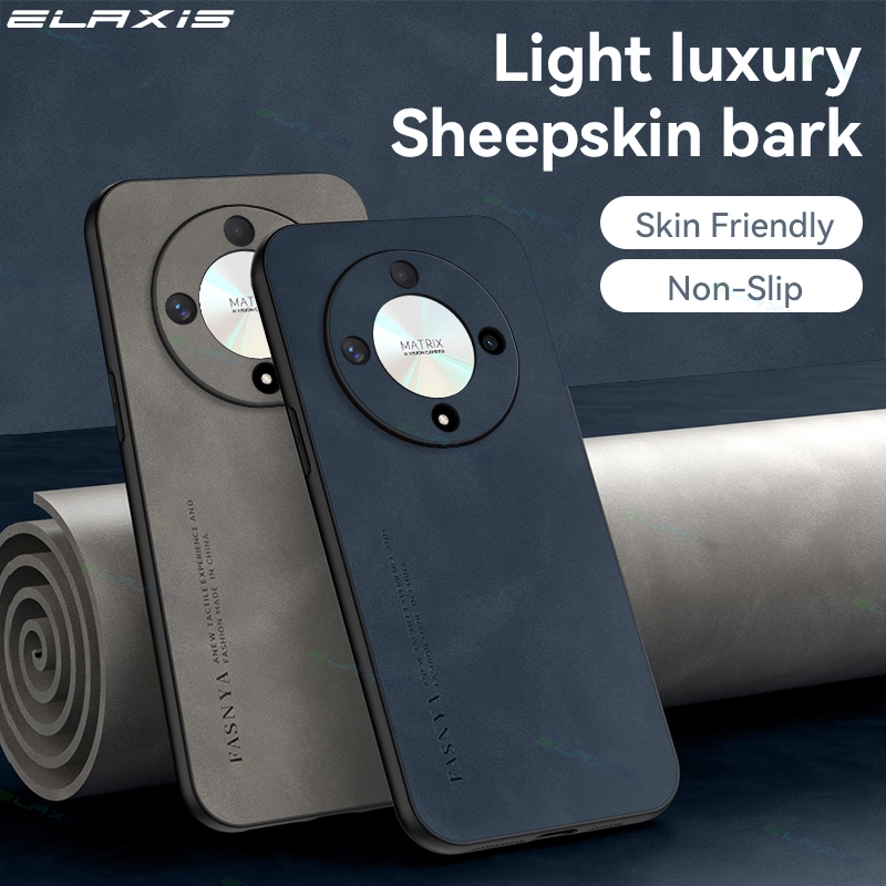ELAXIS สําหรับ Honor X9b 5G เคสโทรศัพท์ Simple Sheepskin Matte เลนส์กล้องกันกระแทกหนังนุ่ม TPU ฝาหลัง ES010