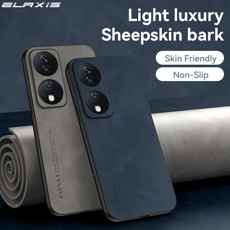 ELAXIS สําหรับ Honor X7b/Honor X7b 5G เคสโทรศัพท์ Simple Sheepskin Matte เลนส์กล้องกันกระแทกหนังนุ่ม TPU ฝาหลัง ES010