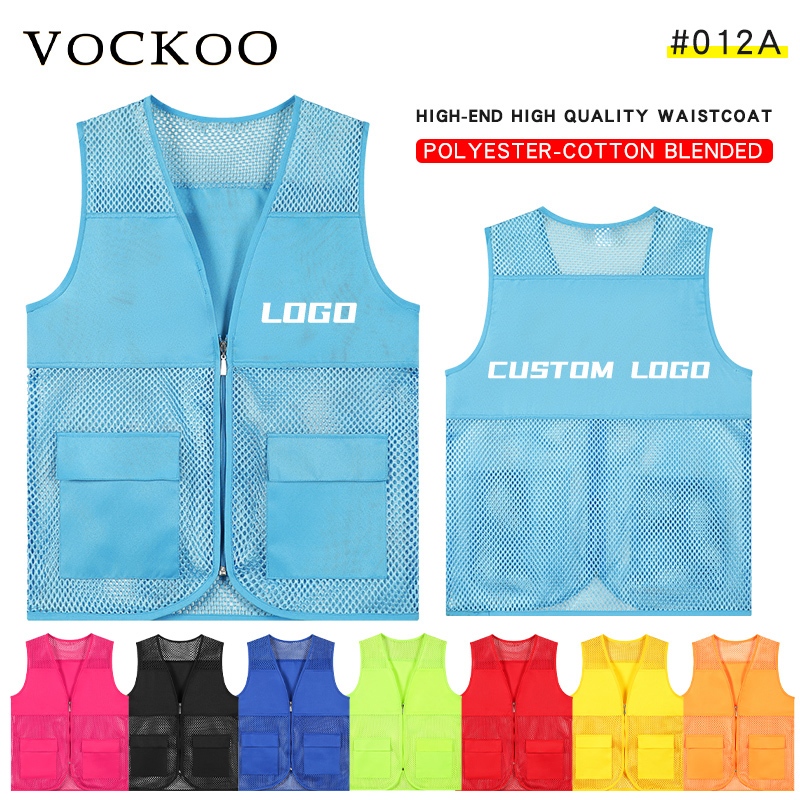 Vockoo#Overalls เสื ้ อกั ๊ กตาข ่ ายระบายอากาศเสื ้ อกั ๊ กกิจกรรมกลางแจ ้ งกลุ ่ มอาสาสมัครป ้ ายที ่ กําหนดเอง