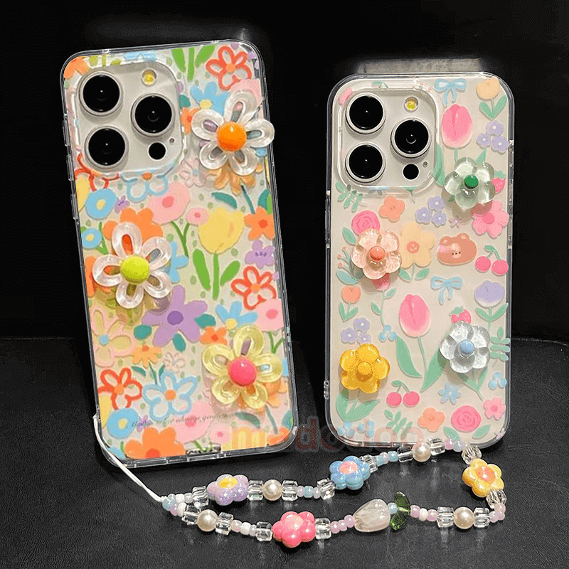 เคส for OPPO A6X A6 Pro F31 A60 A38 A18 A79 A98 A58 A78 A96 A16E A16K A16S A16 A77 5G A76 A57 2022 4G A15 A15S A52 A72 A92 A74 A95 A54 A53 A73 2020 A17 A91 A31 A33 Clear Cute ins Flower Strap All-Inclusive Hole Protective Shell Soft Phone Case TM 22