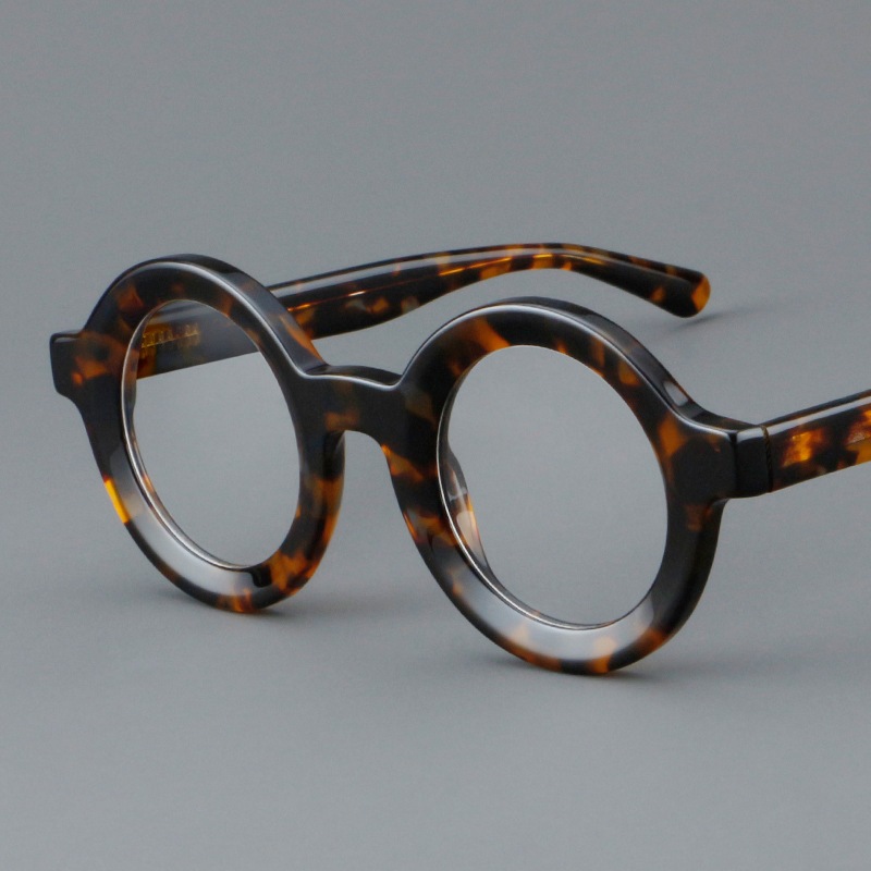 แฟชั่นแบรนด์ Acetate กรอบแว่นตาทรงกลมสําหรับผู้ชายผู้หญิง Retro Optical กรอบแว่นตา Handmade 23103