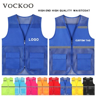 เสื้อกั๊กความปลอดภัยสะท้อนแสงคอวีที่กําหนดเองฤดูร้อนตาข่ายระ…