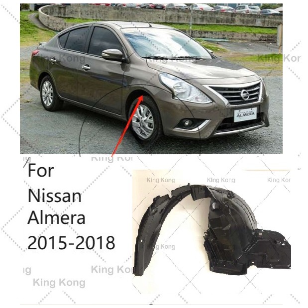 ด้านหน้า Fender Liner สําหรับ Nissan Almera N17 2015 2016 2017 2018 ด้านหน้า Fender Liner แผงด้านในพลาสติก Guard Shield