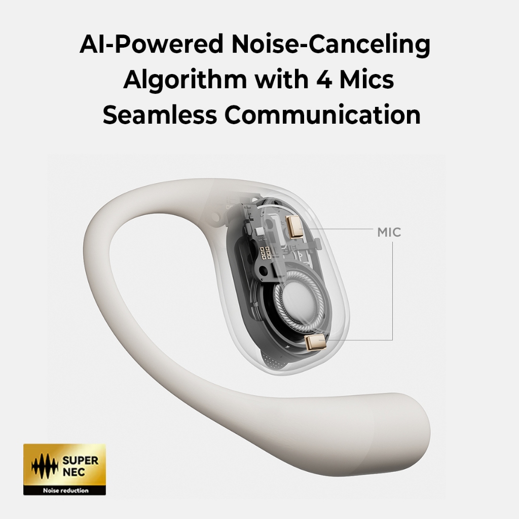 1MORE Fit SE Open Earbuds S31 หูฟังไร้สายแบบเปิดหู บลูทูธ 5.3 ความทนทานยาวนาน 30 ชั่วโมง หูฟังพร้อมตะขอที่เกี่ยวหูสำหรับการวิ่งแบบสปอร์ต อัลกอริทึมตัดเสียงรบกวนพร้อมไมโครโฟน 4 ตัว IPX5
