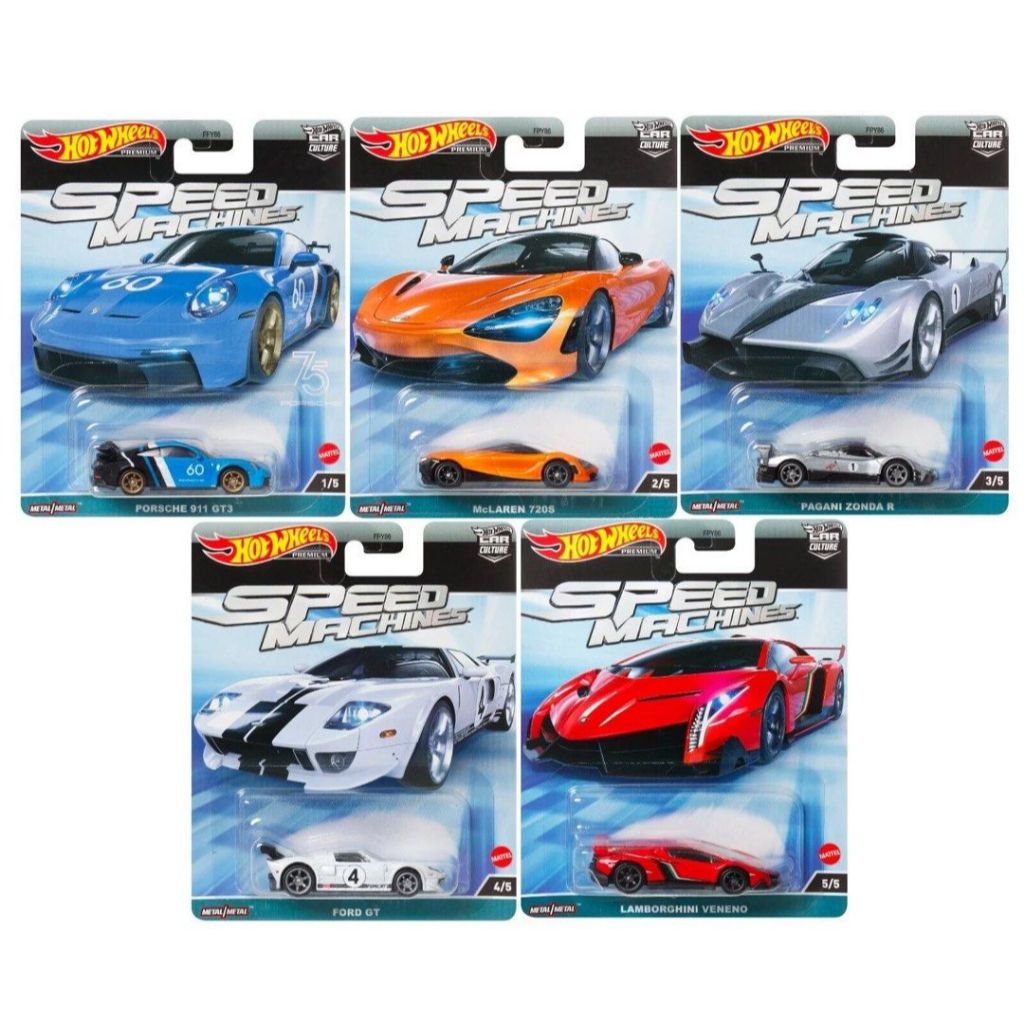 Hot Wheels Car Culture 1:64 2023 Speed Machines FPY86-959A ( LAMBORGHINI VENENO, PAGANI ZNDA R, MCLA