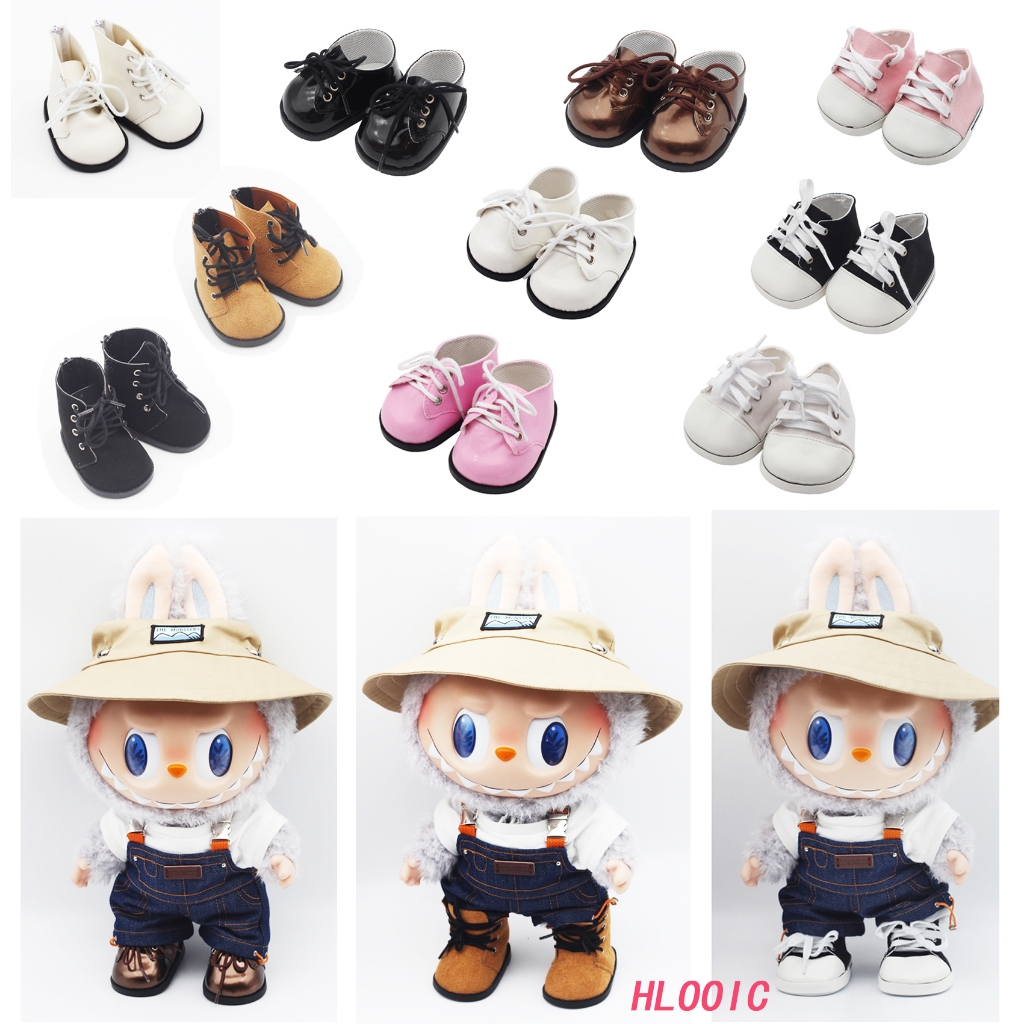38cm Labubu Doll shoes (8.5cm -9cm) Big Labubu Canvas shoes Boots Leather shoes for Labubu time to c