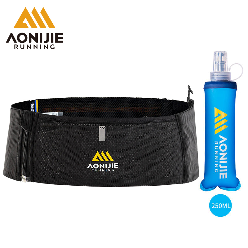 Quick Release AONIJIE W8122 ซิปเข็มขัดวิ่ง Fit 250ml Hydration เอวแพ็คน้ําหนักเบาสําหรับการเดินทาง Jogging Trail เดินป่า