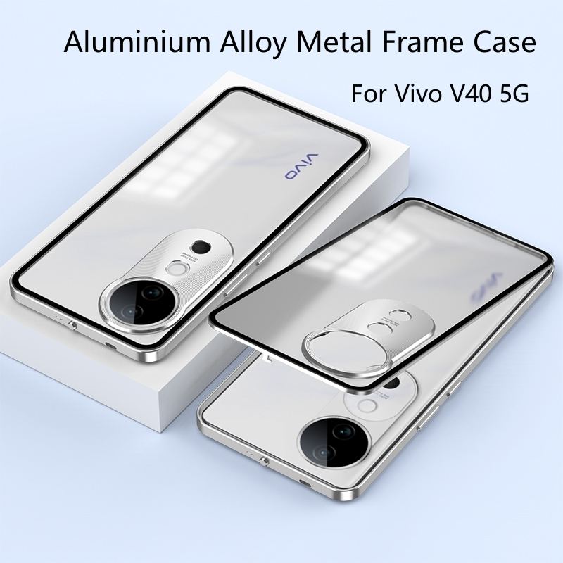 อลูมิเนียมกรอบโลหะสําหรับ Vivo V40 pro 5G กรณี Matte อะคริลิคใสโทรศัพท์ปกหลังสําหรับ Vivo s19 กันกระแทกกันชน